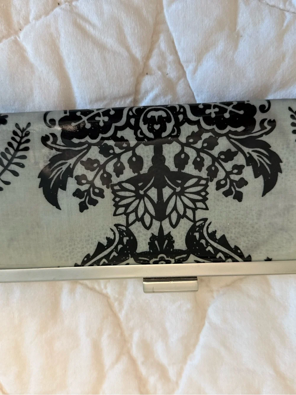 Elegant Black and White Damask Clutch